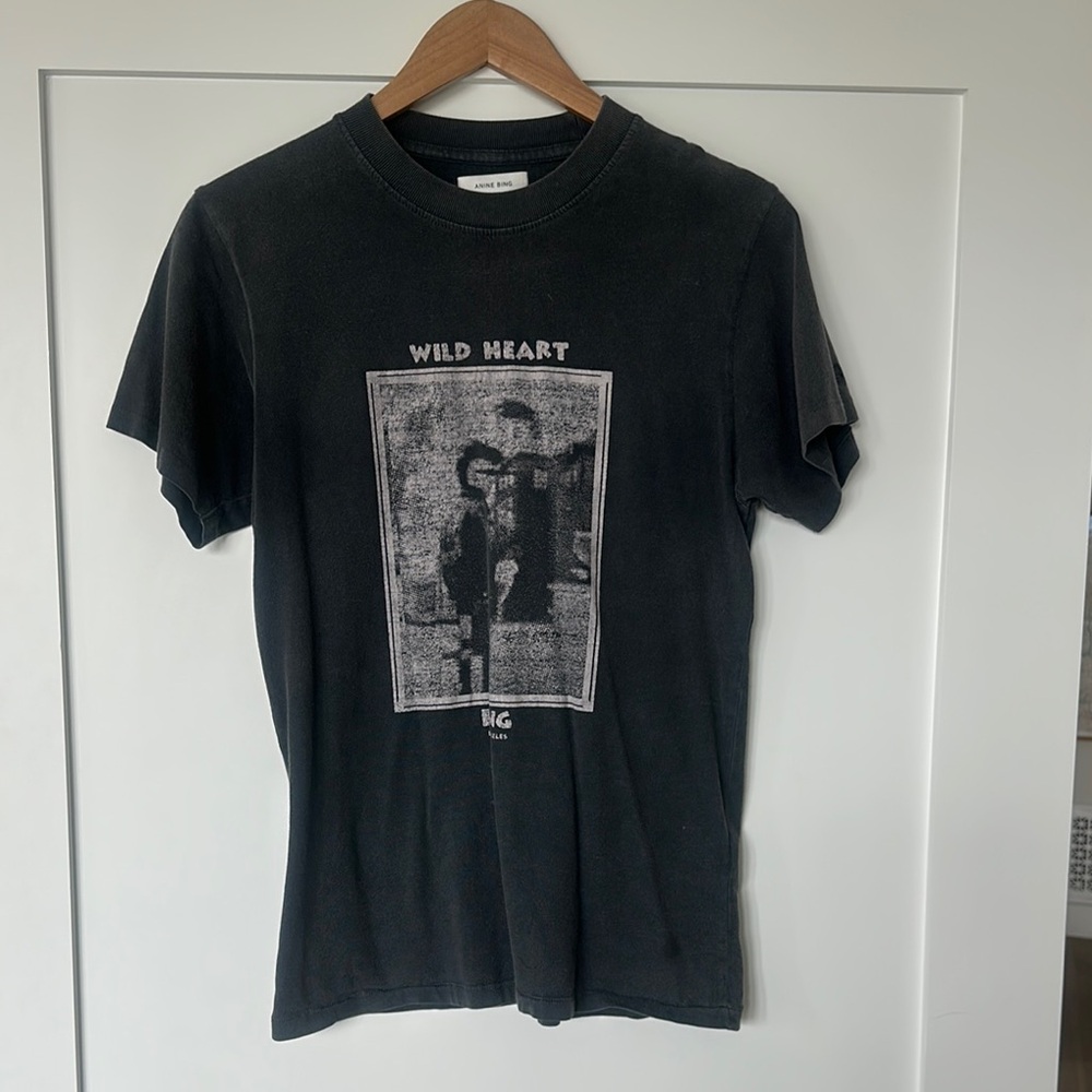 Anine Bing Black Short Sleeve Tee Wild Heart